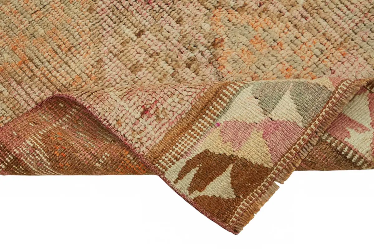 Herki Eskitme Kırmızı Pamuk Üzerine Yün El Dokuma Halı-080x458 - Görsel 6