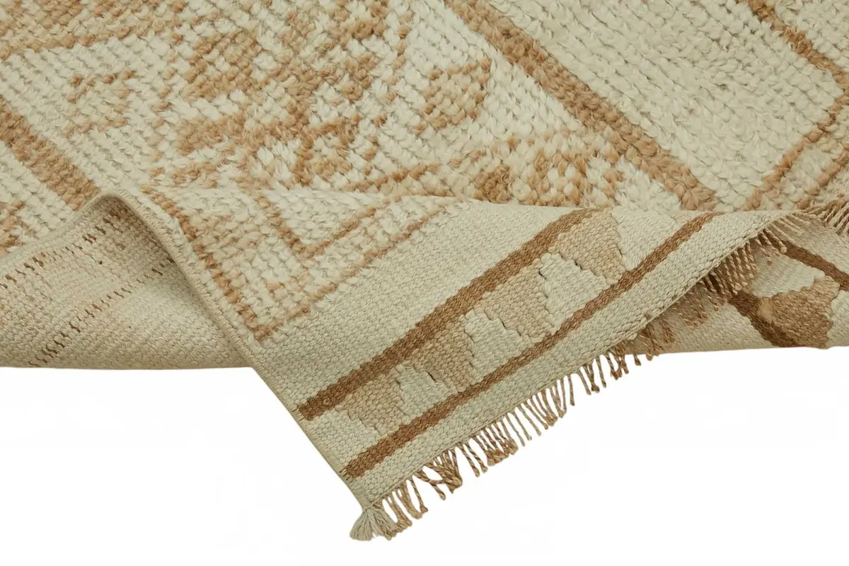 Herki Eskitme Bej Pamuk Üzerine Yün El Dokuma Halı-080x383 - Görsel 6