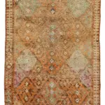 Herki Eskitme Turuncu Pamuk Üzerine Yün El Dokuma Halı-090x420