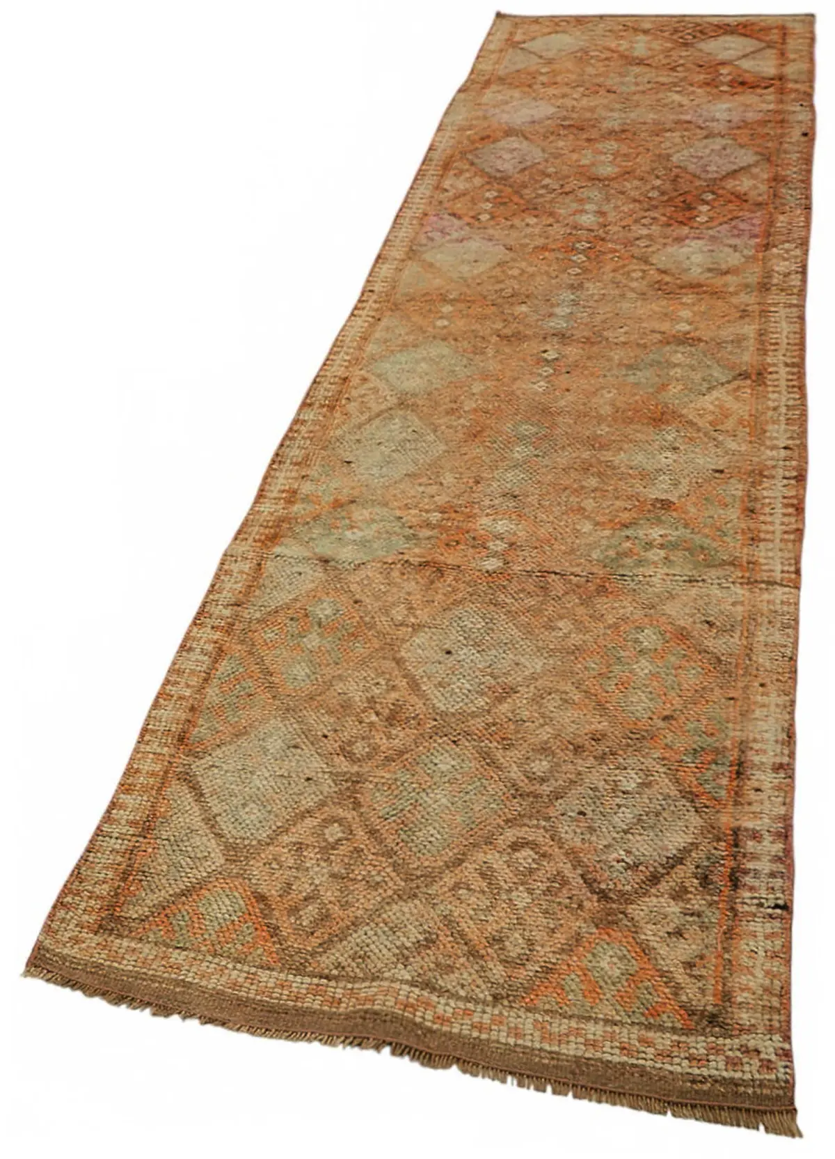 Herki Eskitme Turuncu Pamuk Üzerine Yün El Dokuma Halı-090x420 - Görsel 3