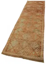 Herki Eskitme Turuncu Pamuk Üzerine Yün El Dokuma Halı-090x420 - Görsel 3