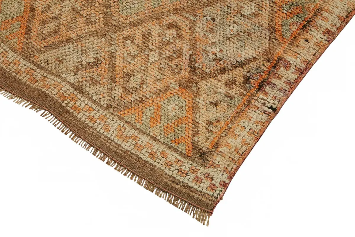 Herki Eskitme Turuncu Pamuk Üzerine Yün El Dokuma Halı-090x420 - Görsel 4