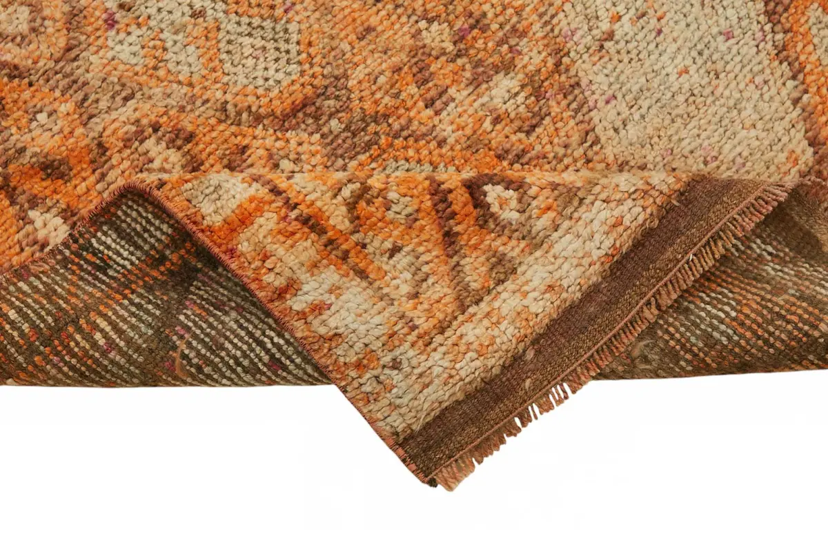 Herki Eskitme Turuncu Pamuk Üzerine Yün El Dokuma Halı-090x420 - Görsel 6