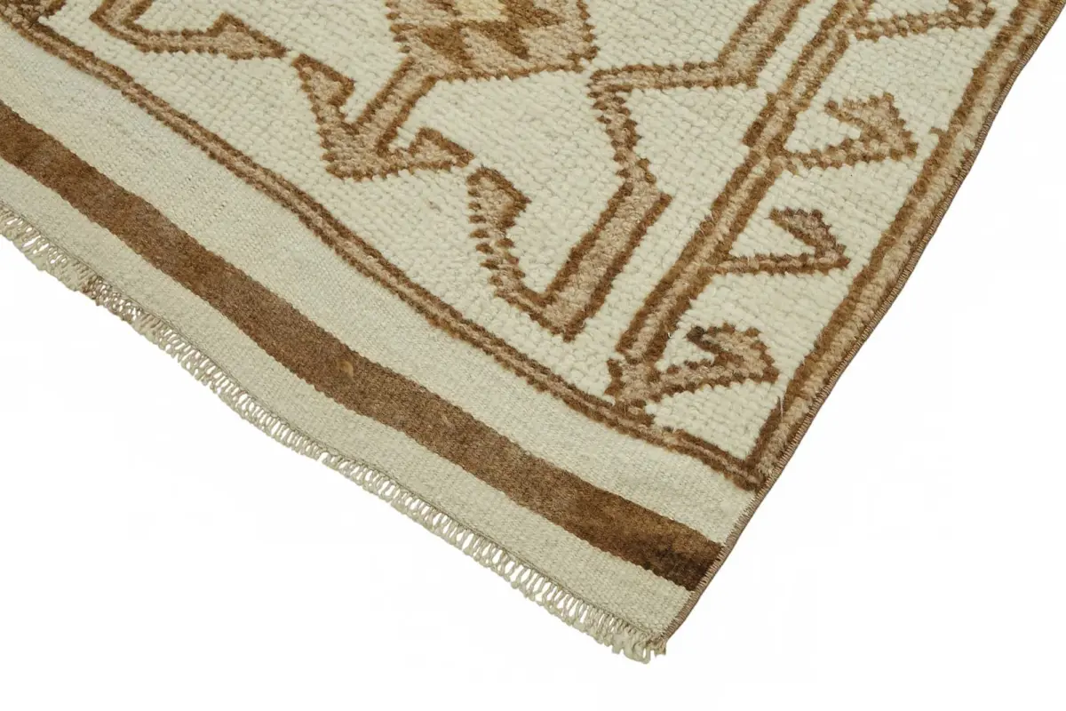 Herki Eskitme Bej Pamuk Üzerine Yün El Dokuma Halı-083x376 - Görsel 4