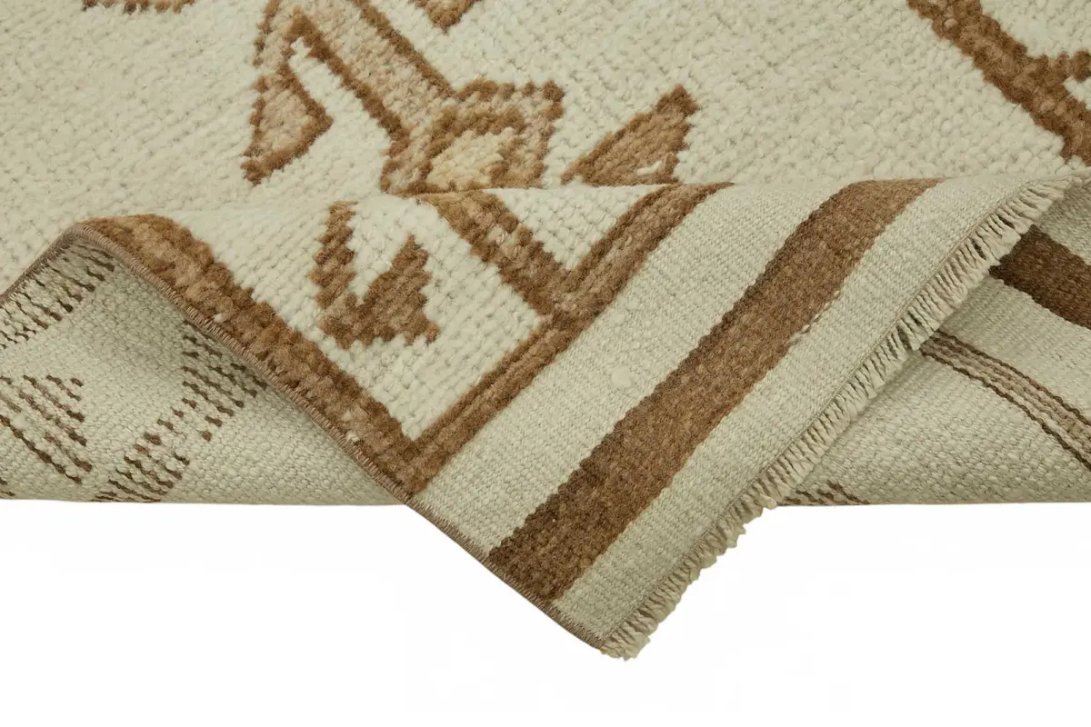 Herki Eskitme Bej Pamuk Üzerine Yün El Dokuma Halı-083x376 - Görsel 6