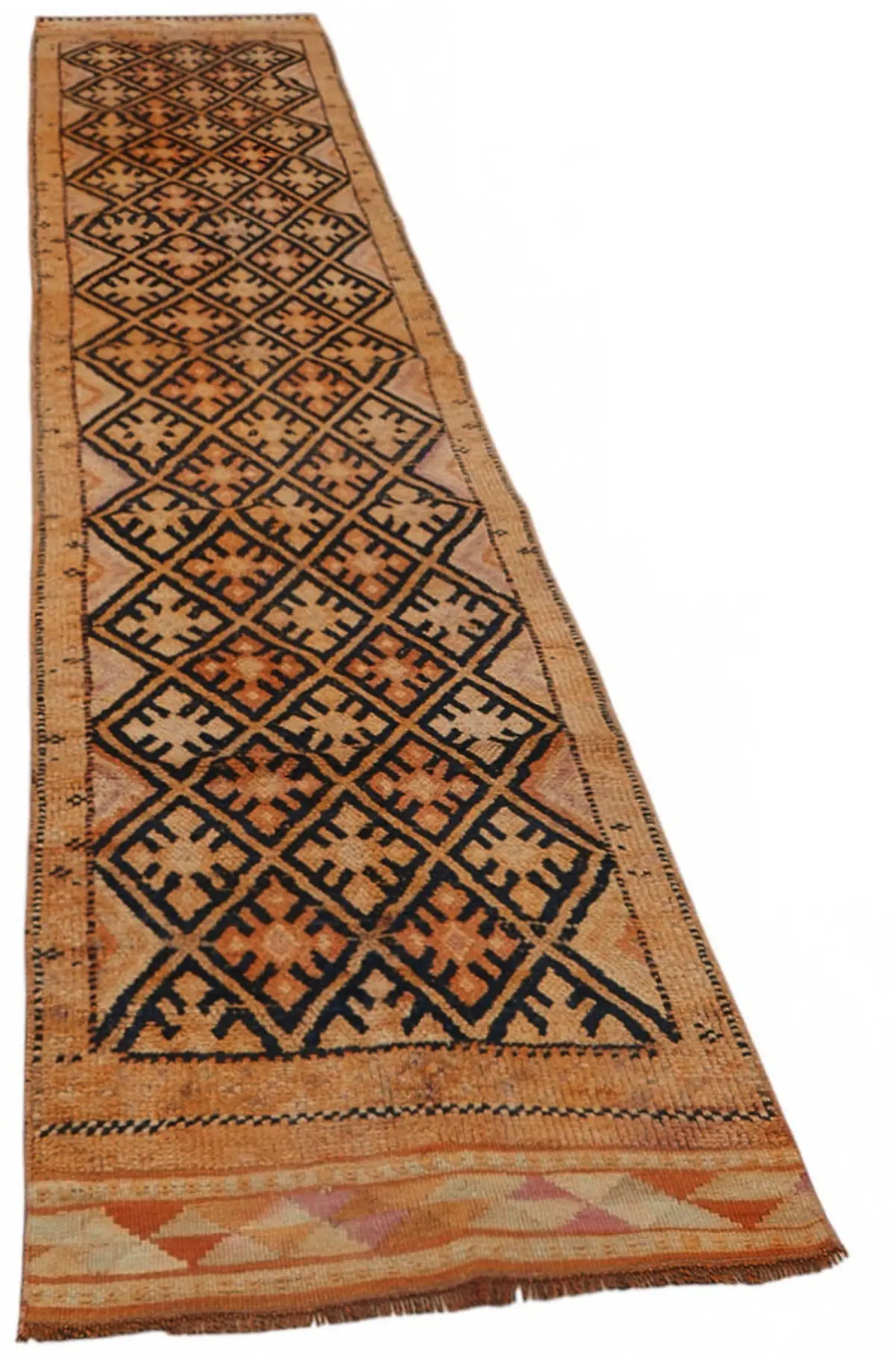 Herki Eskitme Turuncu Pamuk Üzerine Yün El Dokuma Halı-083x425 - Görsel 2