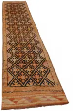 Herki Eskitme Turuncu Pamuk Üzerine Yün El Dokuma Halı-083x425 - Görsel 2