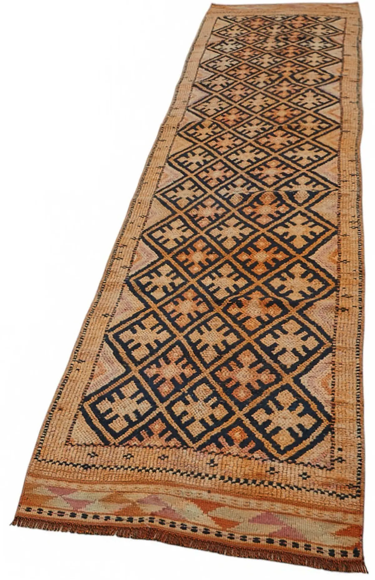 Herki Eskitme Turuncu Pamuk Üzerine Yün El Dokuma Halı-083x425 - Görsel 3