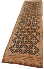 Herki Eskitme Turuncu Pamuk Üzerine Yün El Dokuma Halı-083x425 - Görsel 3