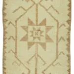 Herki Eskitme Bej Pamuk Üzerine Yün El Dokuma Halı-092x315