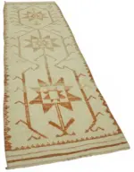 Herki Eskitme Bej Pamuk Üzerine Yün El Dokuma Halı-092x315 - Görsel 2