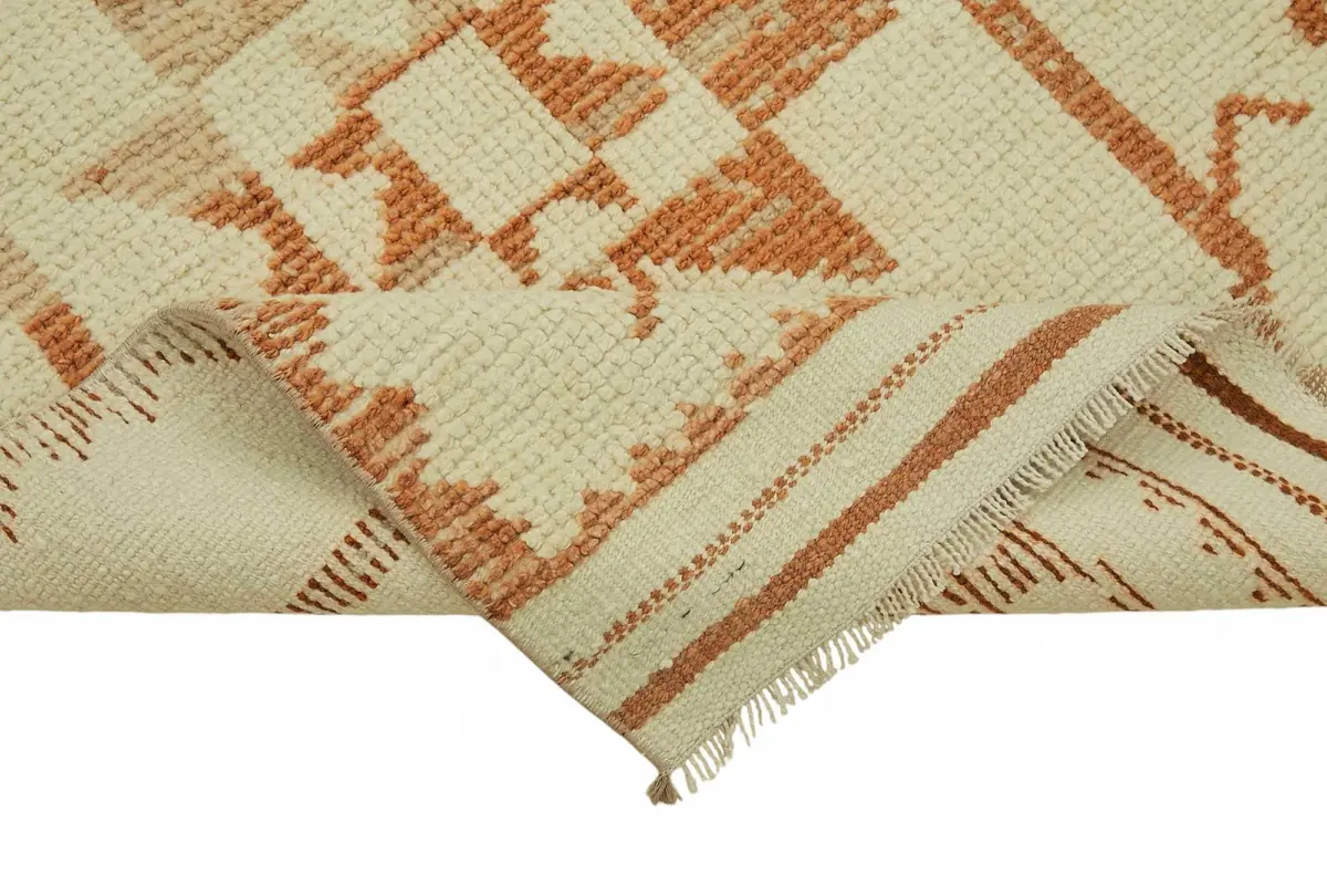 Herki Eskitme Bej Pamuk Üzerine Yün El Dokuma Halı-092x315 - Görsel 6