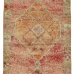 Herki Eskitme Kırmızı Pamuk Üzerine Yün El Dokuma Halı-092x320