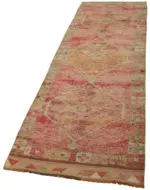 Herki Eskitme Kırmızı Pamuk Üzerine Yün El Dokuma Halı-092x320 - Görsel 3