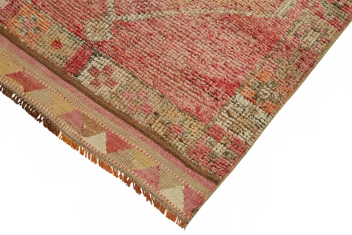 Herki Eskitme Kırmızı Pamuk Üzerine Yün El Dokuma Halı-092x320 - Görsel 4