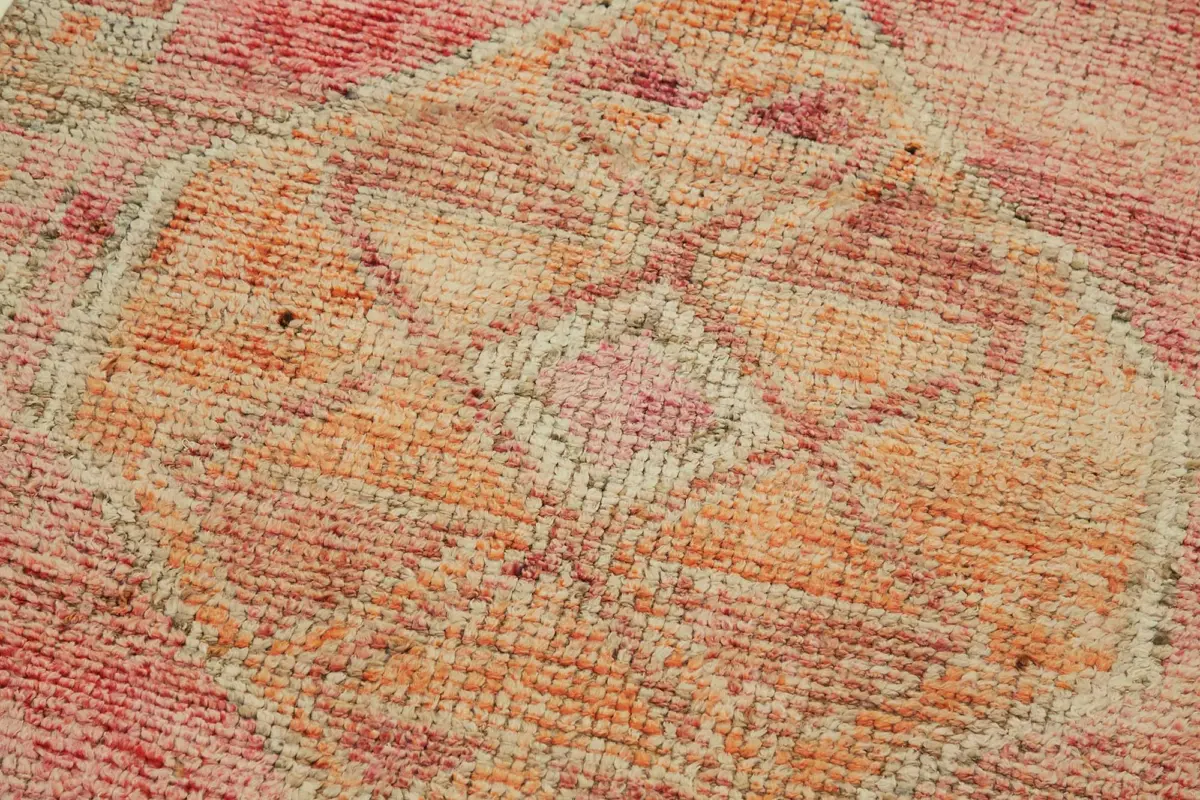 Herki Eskitme Kırmızı Pamuk Üzerine Yün El Dokuma Halı-092x320 - Görsel 5