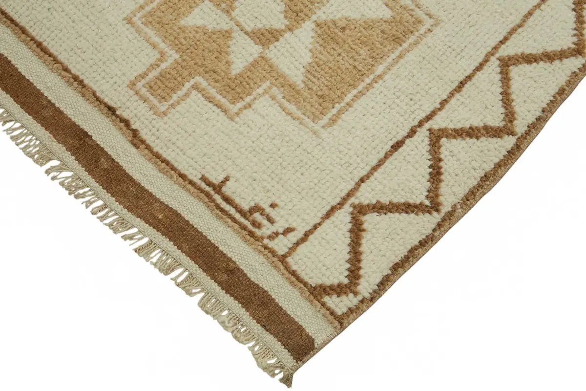 Herki Eskitme Bej Pamuk Üzerine Yün El Dokuma Halı-086x347 - Görsel 4