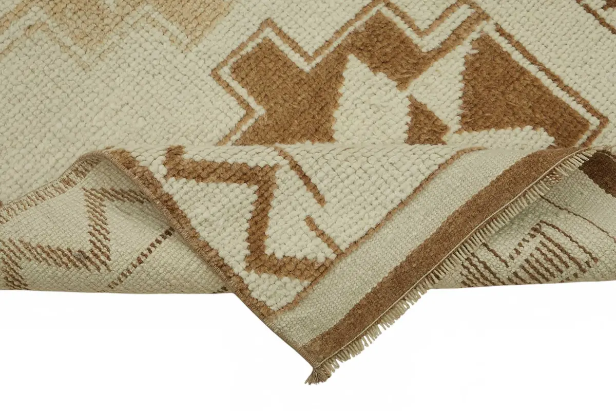 Herki Eskitme Bej Pamuk Üzerine Yün El Dokuma Halı-086x347 - Görsel 6