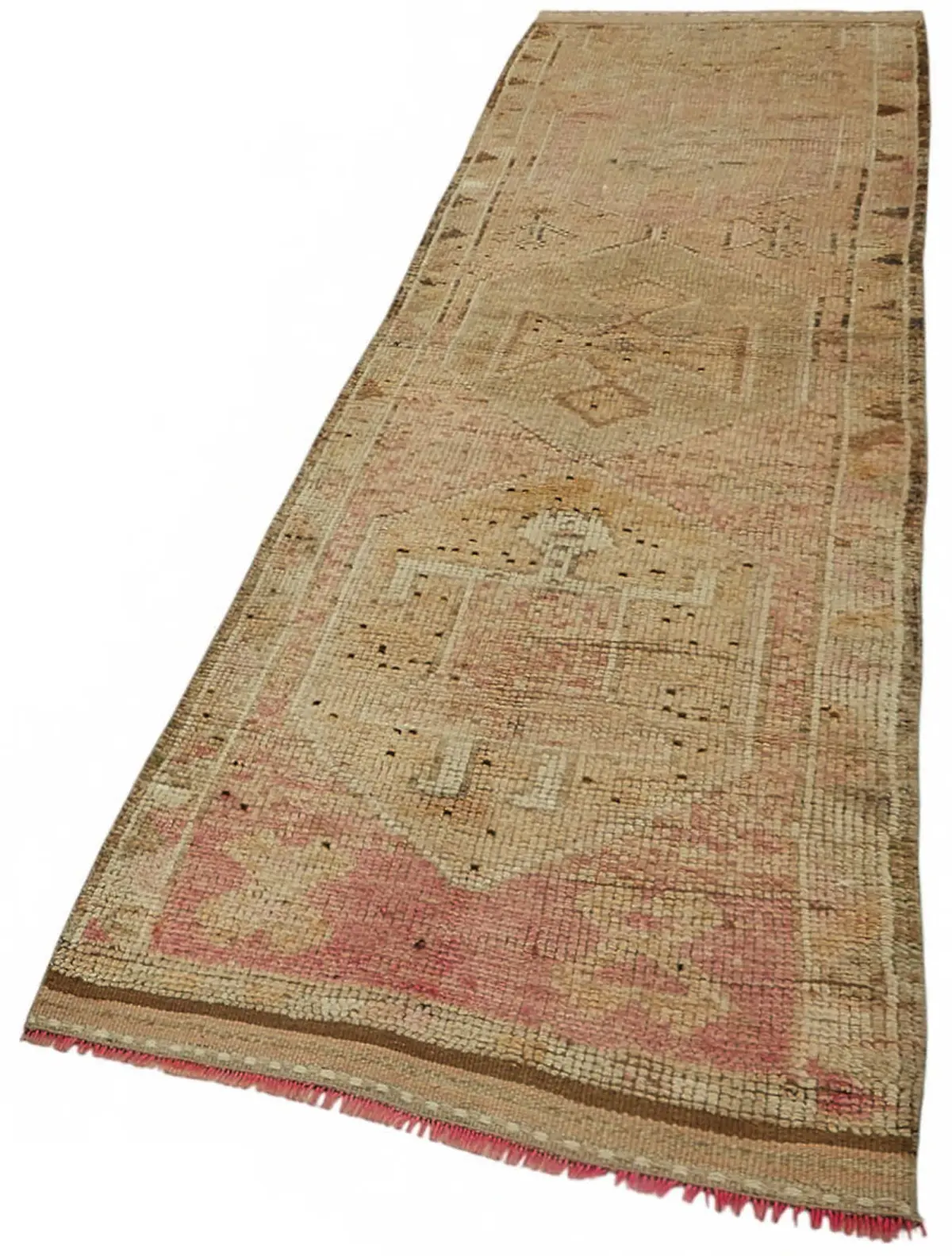 Herki Eskitme Kırmızı Pamuk Üzerine Yün El Dokuma Halı-085x320 - Görsel 3