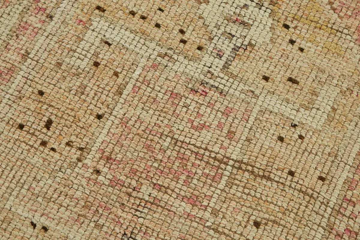 Herki Eskitme Kırmızı Pamuk Üzerine Yün El Dokuma Halı-085x320 - Görsel 5