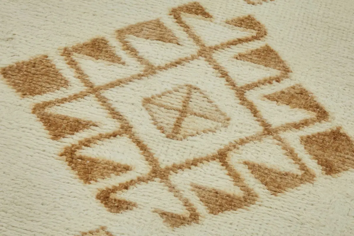 Herki Eskitme Bej Pamuk Üzerine Yün El Dokuma Halı-087x352 - Görsel 5