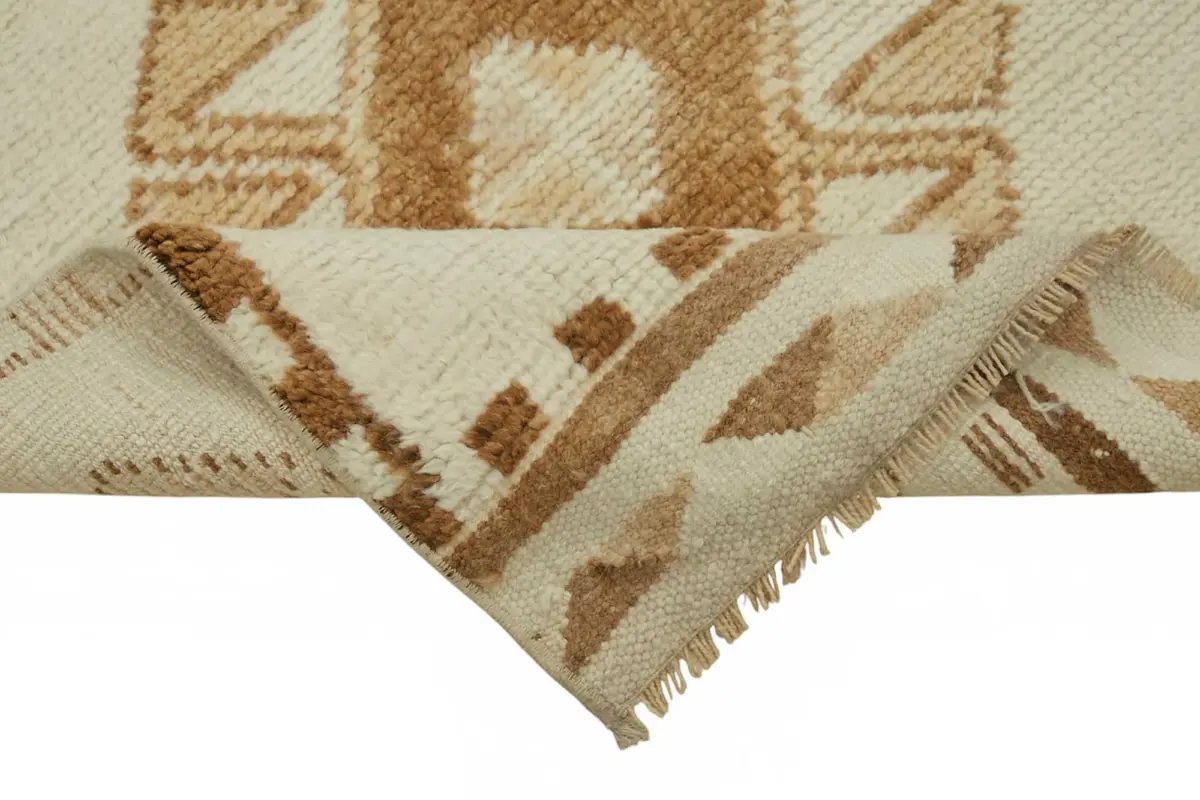 Herki Eskitme Bej Pamuk Üzerine Yün El Dokuma Halı-087x352 - Görsel 6