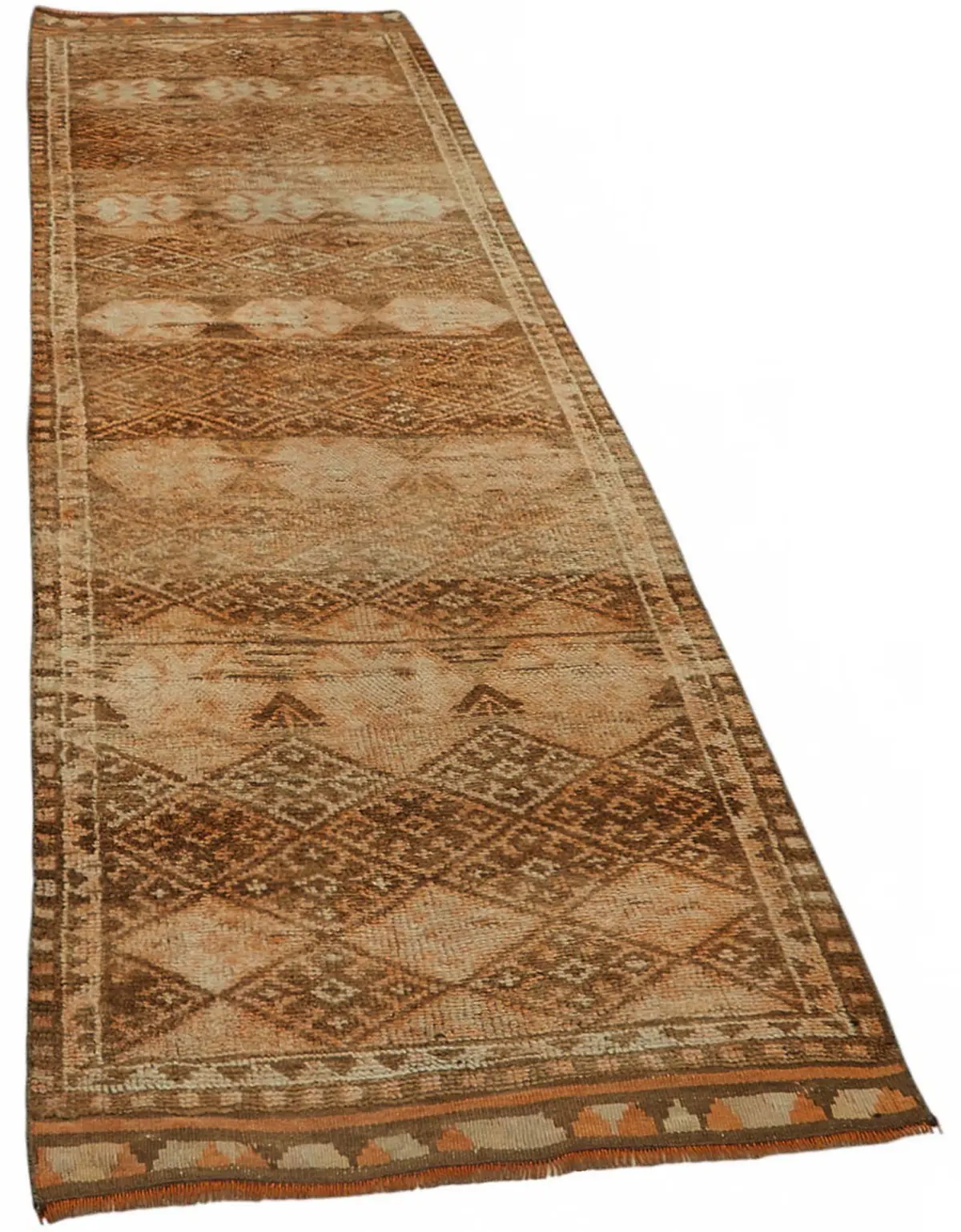 Herki Eskitme Turuncu Pamuk Üzerine Yün El Dokuma Halı-092x347 - Görsel 2