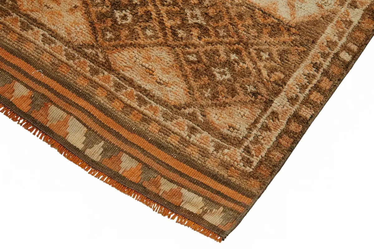 Herki Eskitme Turuncu Pamuk Üzerine Yün El Dokuma Halı-092x347 - Görsel 4