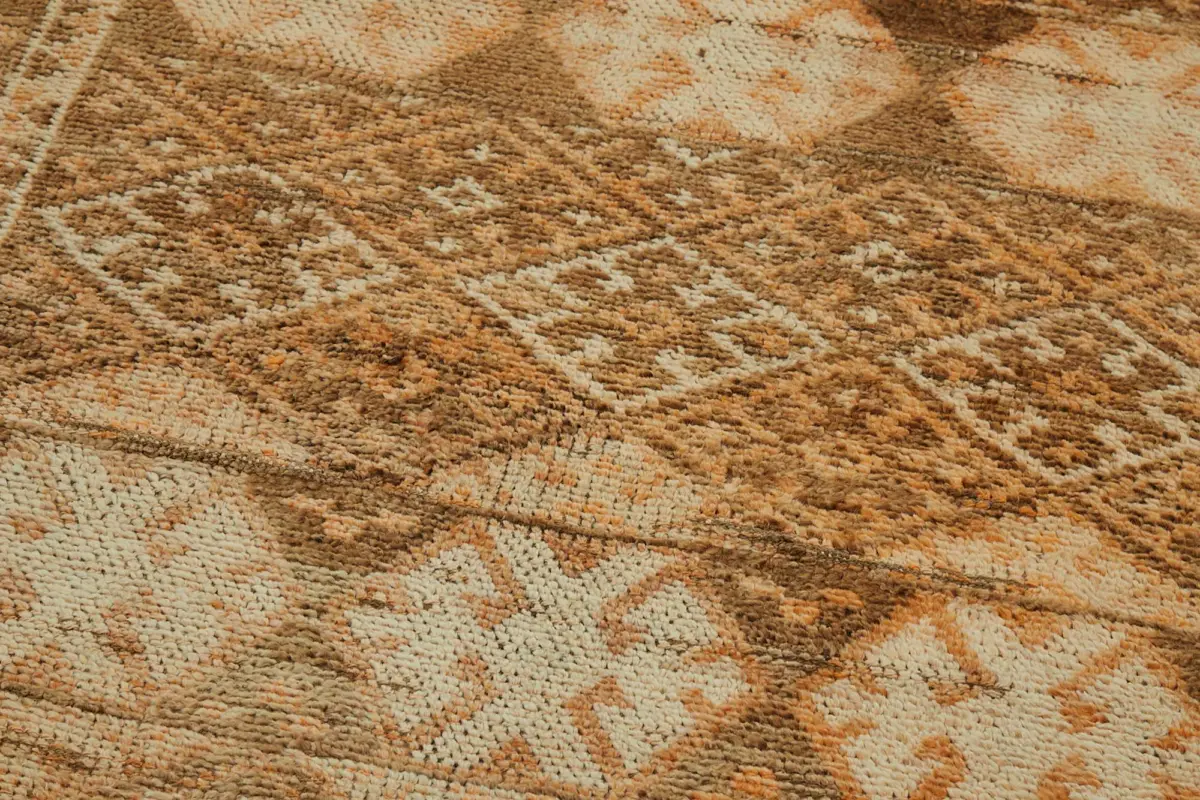Herki Eskitme Turuncu Pamuk Üzerine Yün El Dokuma Halı-092x347 - Görsel 5