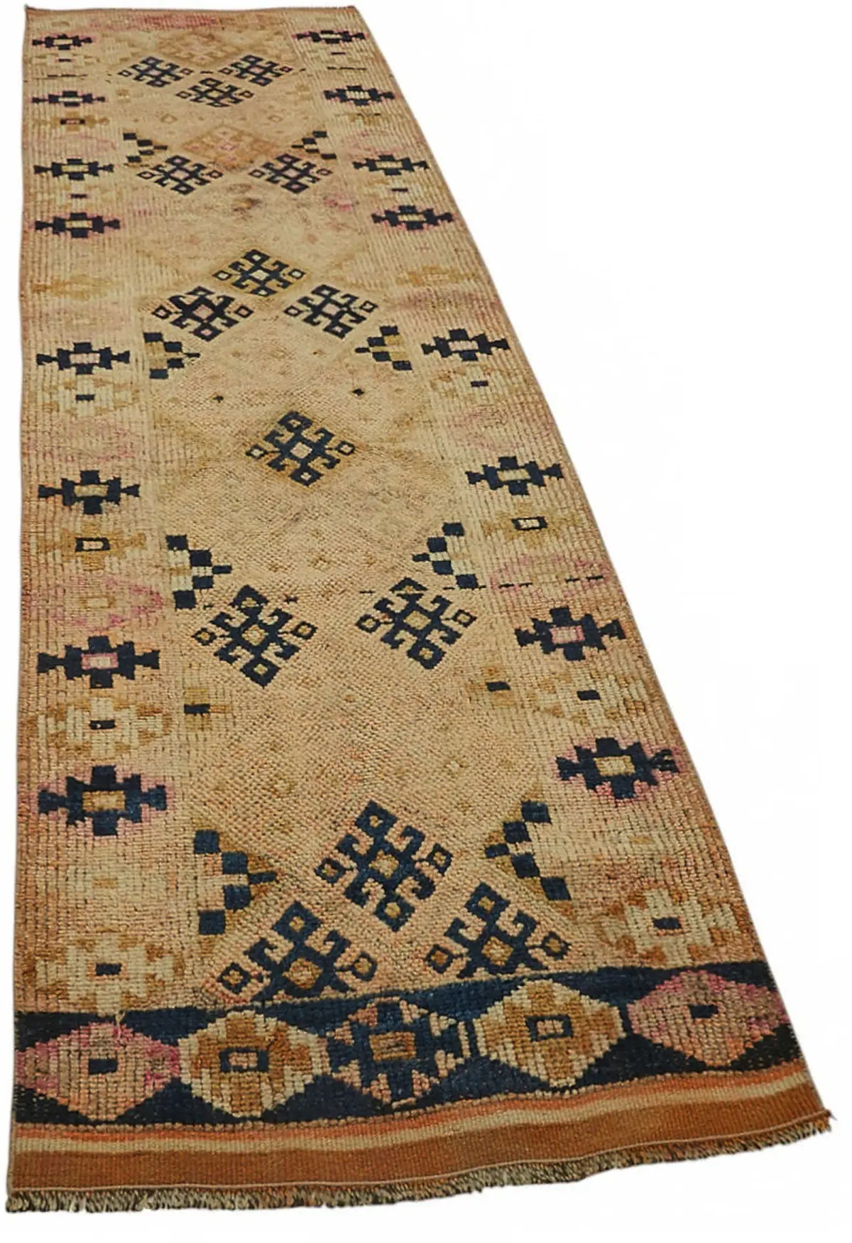 Herki Eskitme Turuncu Pamuk Üzerine Yün El Dokuma Halı-080x296 - Görsel 2