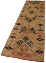 Herki Eskitme Turuncu Pamuk Üzerine Yün El Dokuma Halı-080x296 - Görsel 3