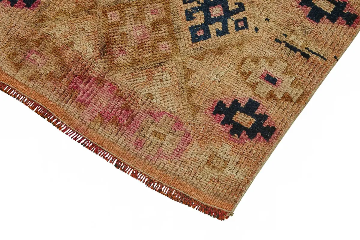 Herki Eskitme Turuncu Pamuk Üzerine Yün El Dokuma Halı-080x296 - Görsel 4