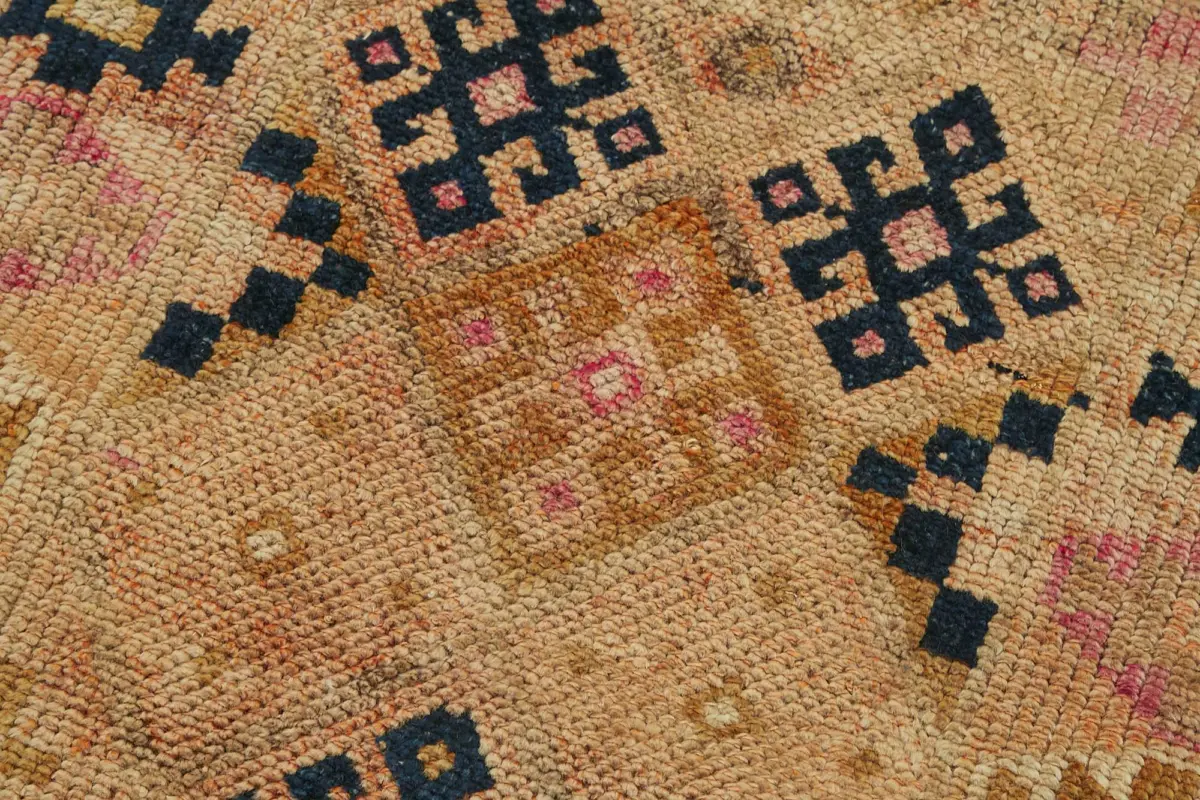 Herki Eskitme Turuncu Pamuk Üzerine Yün El Dokuma Halı-080x296 - Görsel 5