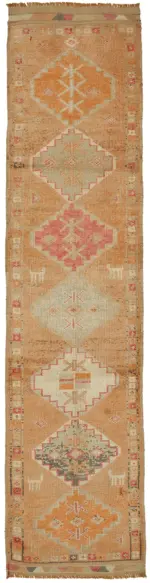 Herki Eskitme Turuncu Pamuk Üzerine Yün El Dokuma Halı-080x356