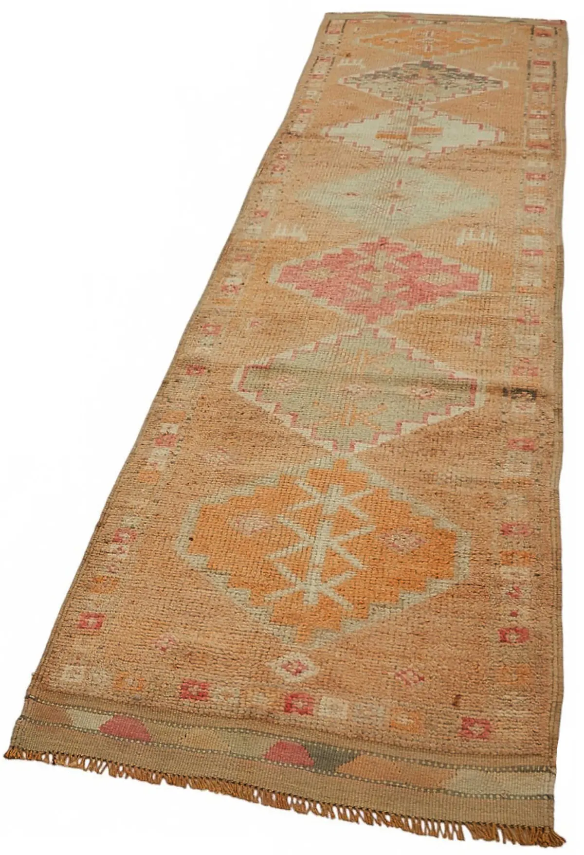 Herki Eskitme Turuncu Pamuk Üzerine Yün El Dokuma Halı-080x356 - Görsel 3