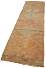 Herki Eskitme Turuncu Pamuk Üzerine Yün El Dokuma Halı-080x356 - Görsel 3