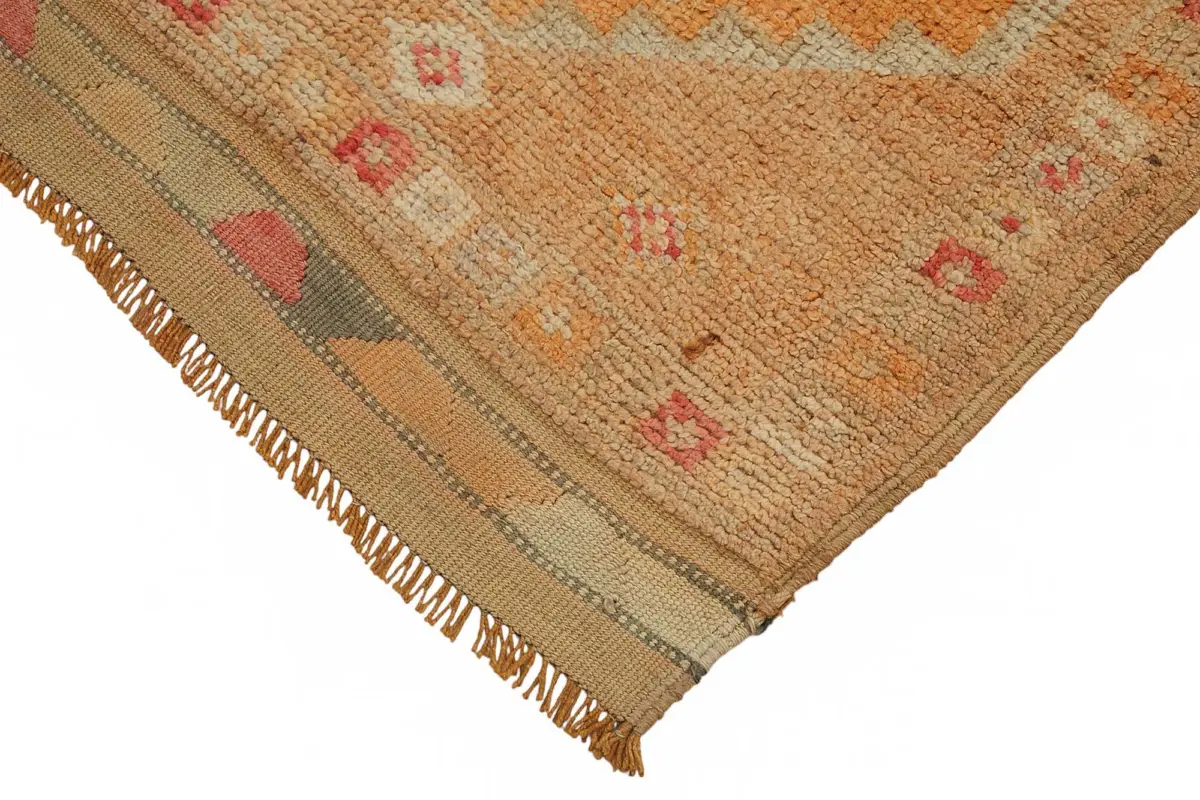 Herki Eskitme Turuncu Pamuk Üzerine Yün El Dokuma Halı-080x356 - Görsel 4