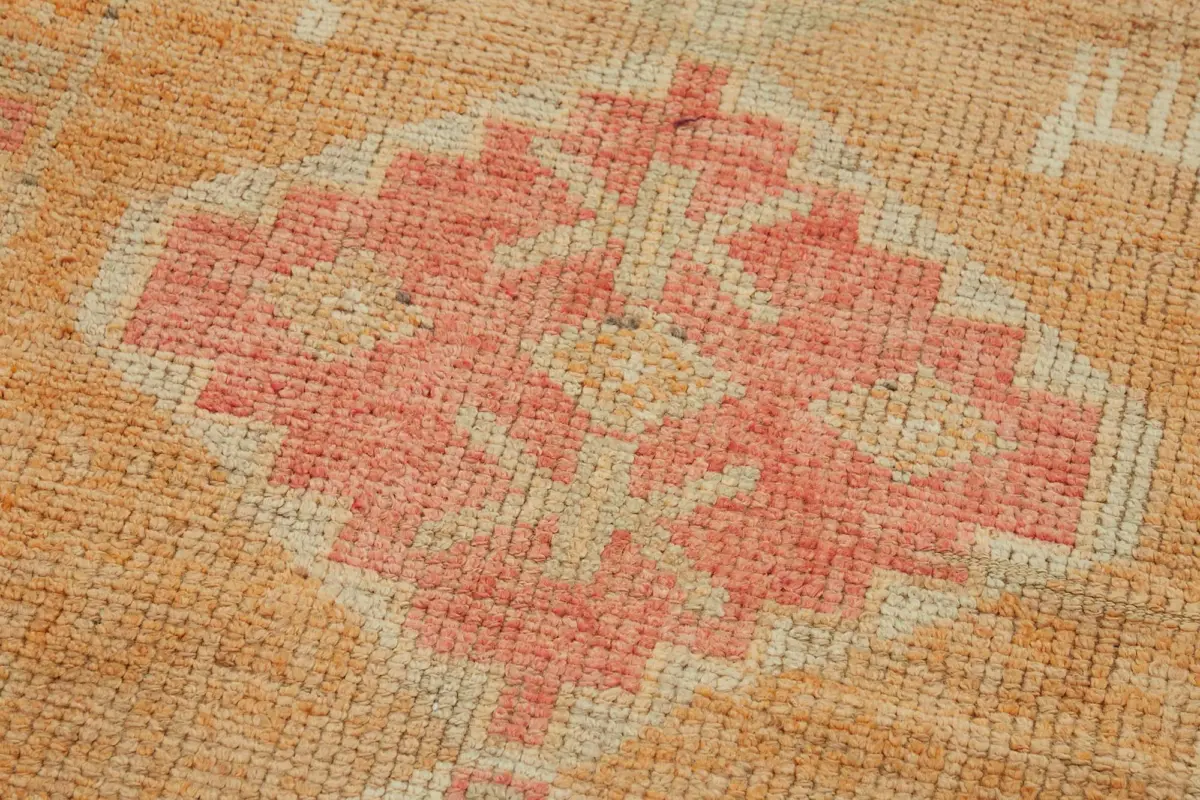 Herki Eskitme Turuncu Pamuk Üzerine Yün El Dokuma Halı-080x356 - Görsel 5