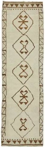 Herki Eskitme Bej Pamuk Üzerine Yün El Dokuma Halı-100x336