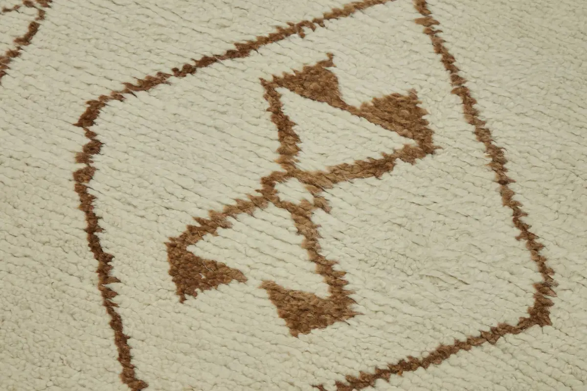 Herki Eskitme Bej Pamuk Üzerine Yün El Dokuma Halı-100x336 - Görsel 5