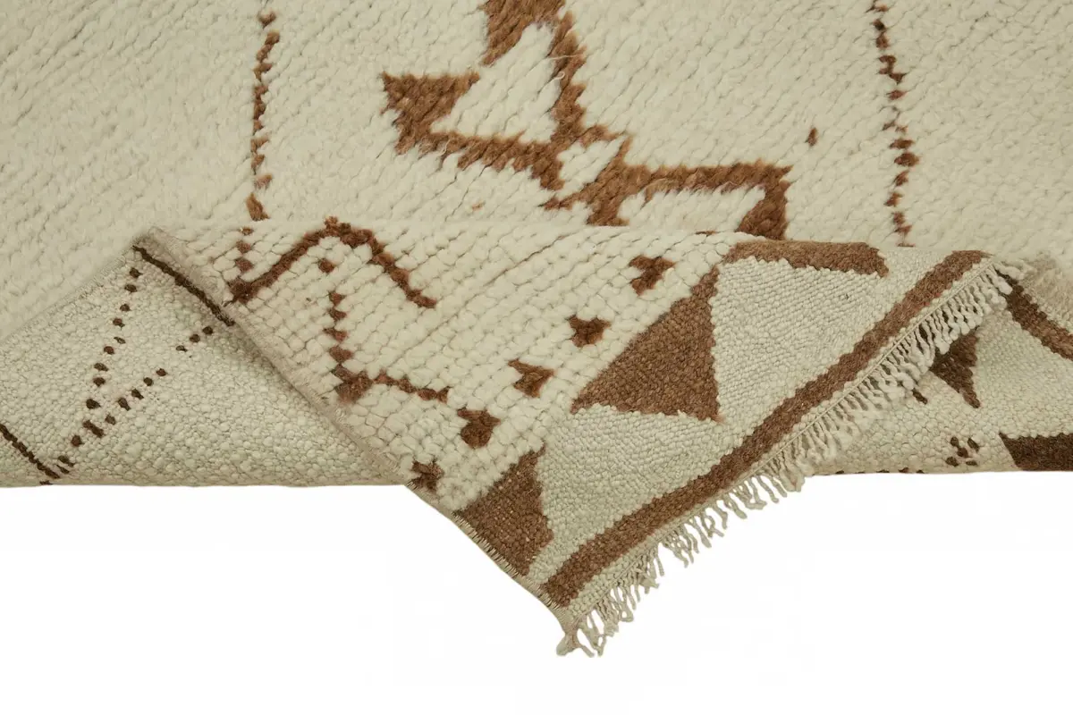 Herki Eskitme Bej Pamuk Üzerine Yün El Dokuma Halı-100x336 - Görsel 6