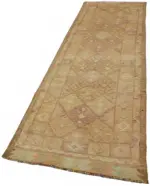 Herki Eskitme Turuncu Pamuk Üzerine Yün El Dokuma Halı-089x338 - Görsel 3