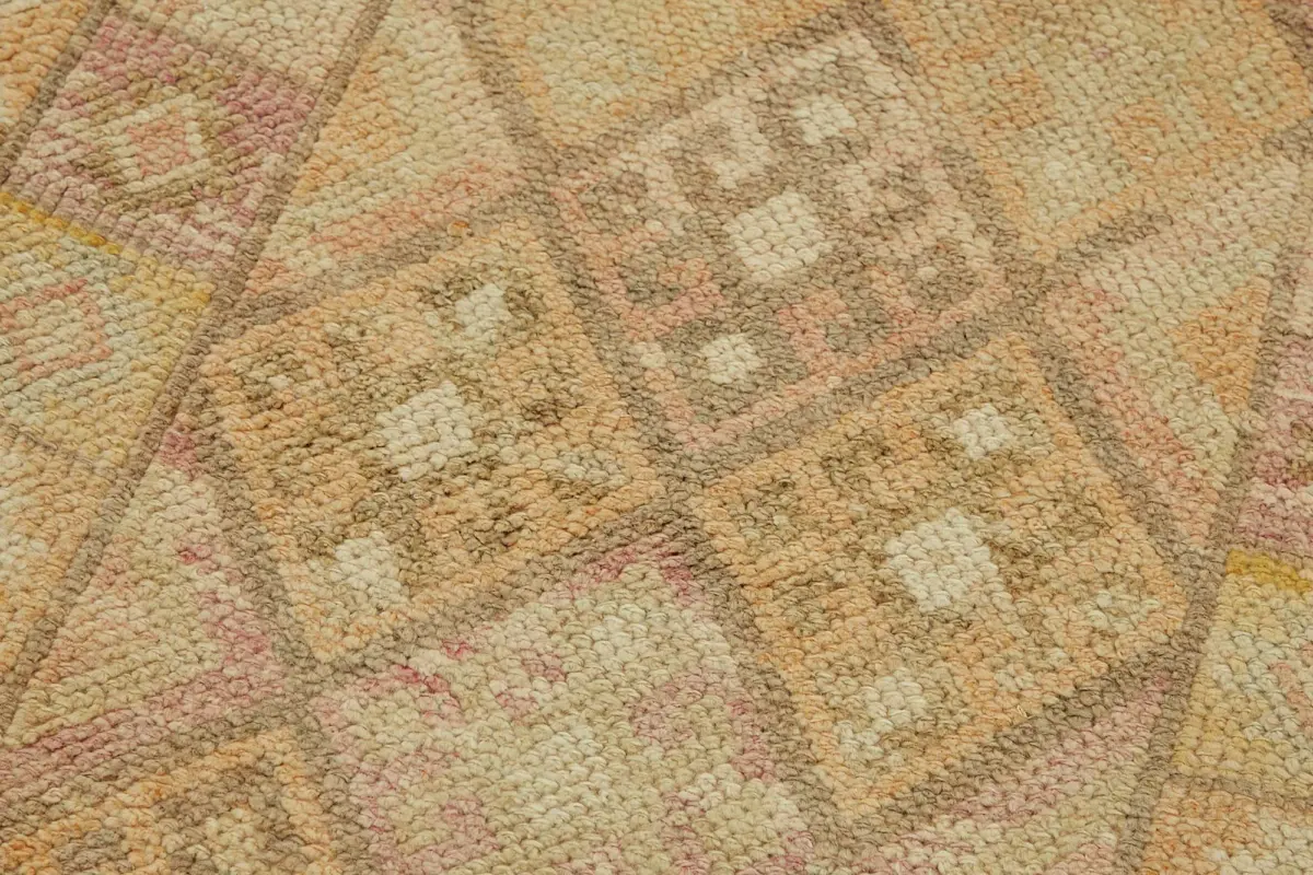 Herki Eskitme Turuncu Pamuk Üzerine Yün El Dokuma Halı-089x338 - Görsel 5