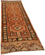 Herki Eskitme Turuncu Pamuk Üzerine Yün El Dokuma Halı-092x296 - Görsel 2