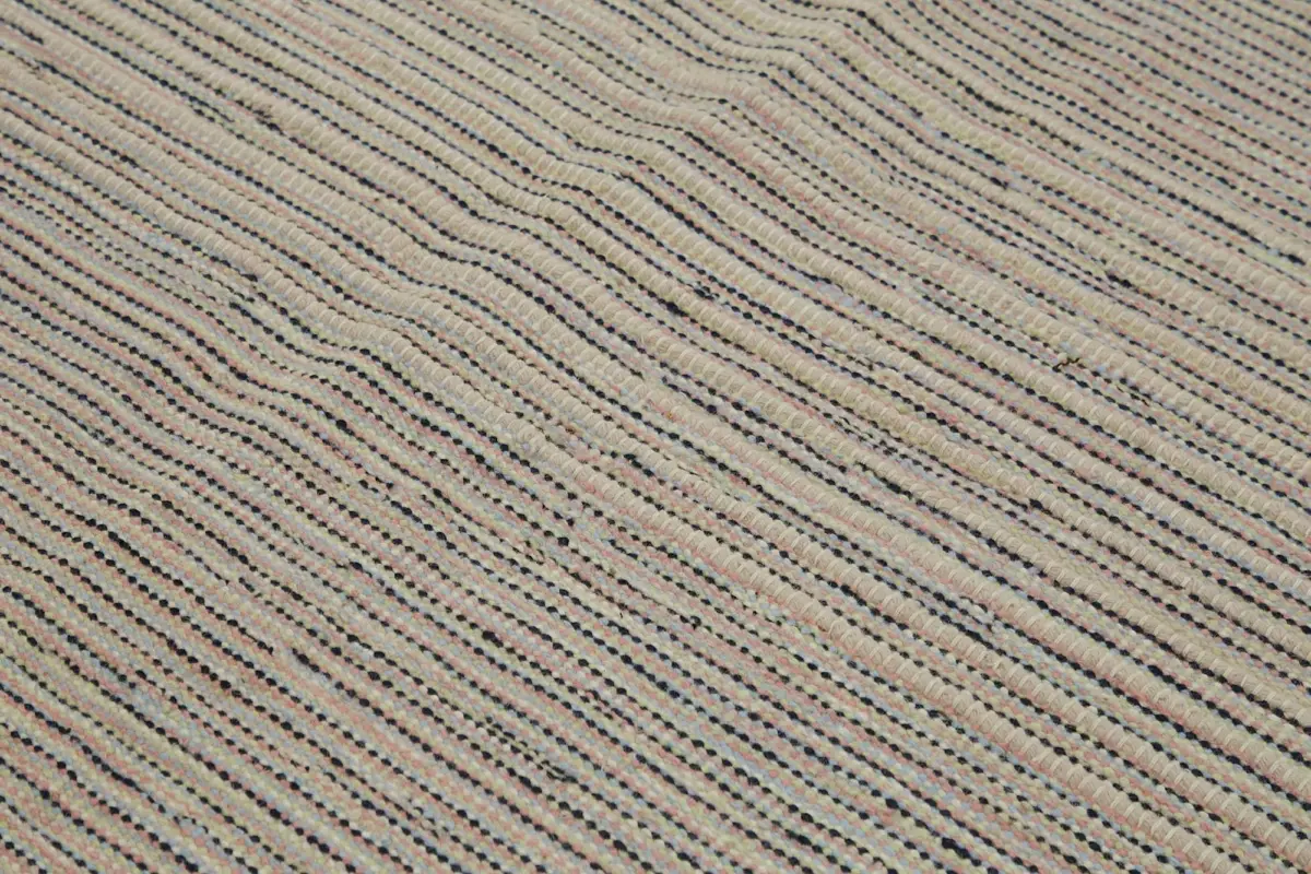 İskandinav Multi Renk Çizgili Pamuk Üzerinde Yün El Dokuma Halı-242x305 - Görsel 5