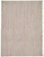 İskandinav Kırmızı Çizgili Pamuk Üzerine Yün El Dokuma Halı-230x307