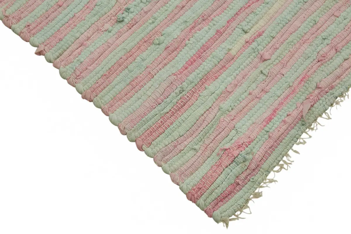 İskandinav Kırmızı Çizgili Pamuk Üzerine Yün El Dokuma Halı-230x307 - Görsel 4