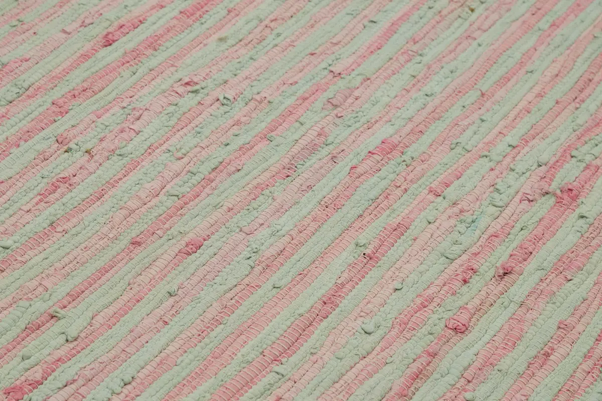 İskandinav Kırmızı Çizgili Pamuk Üzerine Yün El Dokuma Halı-230x307 - Görsel 5