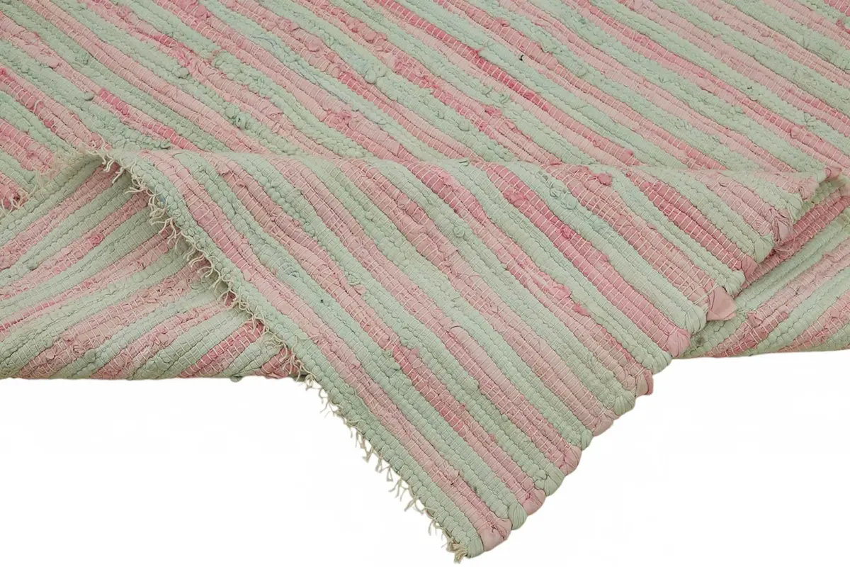 İskandinav Kırmızı Çizgili Pamuk Üzerine Yün El Dokuma Halı-230x307 - Görsel 6