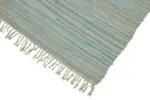 İskandinav Mavi Çizgili Pamuk Üzerine Yün El Dokuma Halı-173x263 - Görsel 4